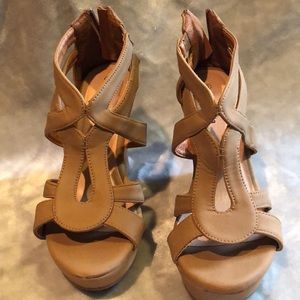 Tan Brown Wedge Heels